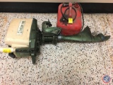 Vintage Clinton 700 outboard motor and gas can