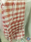 (4) Red/White Checkered Tablecloths, Round Measuring 90 inches in Diameter. {SOLD 4x THE MONEY}