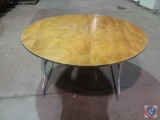 [10] 5' Round Wood Folding Tables w/ Metal Legs {SOLD 10x THE MONEY}
