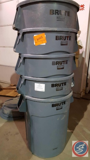 [5] RubberMaid BRUTE Waste Cans w/ Lids and Covers {SOLD 5x THE MONEY}