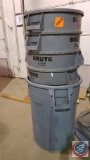 [5] RubberMaid BRUTE Waste Cans w/ Lids and Covers {SOLD 5x THE MONEY}