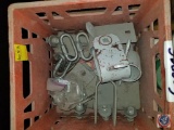 Crate Containing Locking Steel Carabiners, and Assorted Metal Hardware