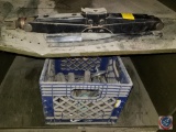 Crate Containing Assorted Size Castors and Car Jack