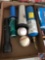 (2) flats containing nails, wood filler, bungee cords, baseballs, maglite, and more
