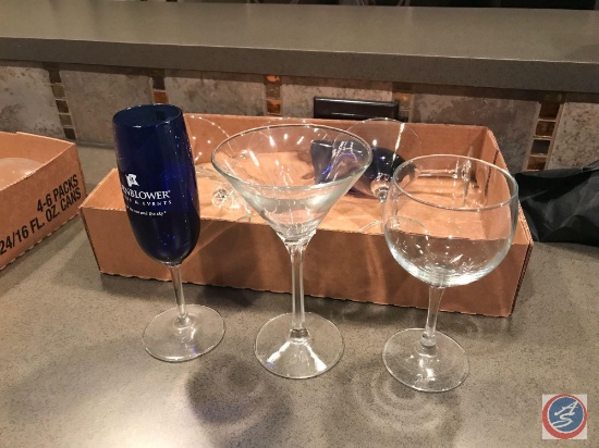 5 martini glasses and 3 wine glasses