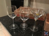 Wine Stems (9) Asst, (5) martini Glasses