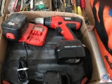 Flat containing Black and Decker wireleess drill with Dual charger and (2) batteries with case