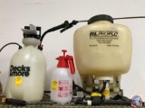 (3) sprayers, RL Proflo back pack sprayer, Hand held pump sprayer, and pump sprayer