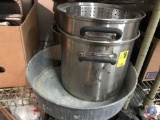 Assorted stock pots, pans, and fry pans