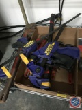 Box of clamps, and pipe wrenches