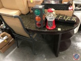 Granite and black desk with chair