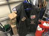 Size 52 Harley Davidson leather vest with lace sides.