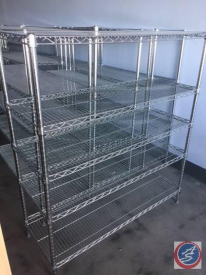 Uline 5-shelf chrome storage rack measuring 48 X 18 X 54