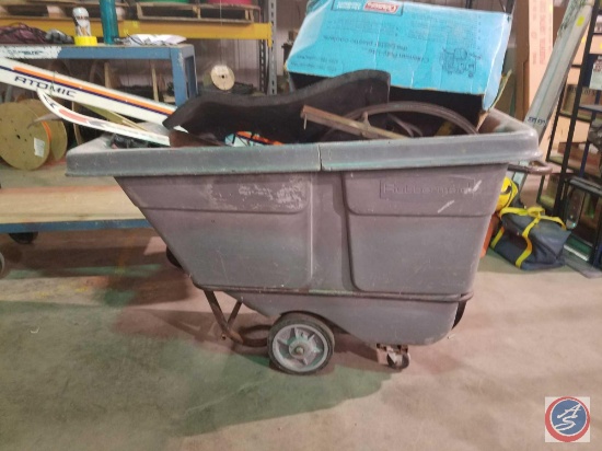 Rubbermaid trash cart, contents not included
