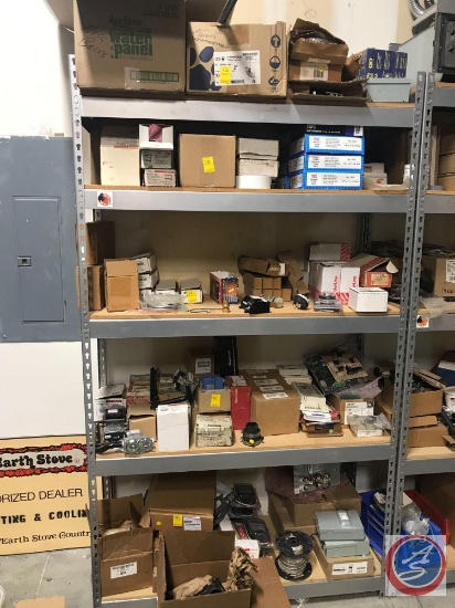 All items on shelving. Shelving not included. Hot surface igniters, gas valves, circuit breakers,