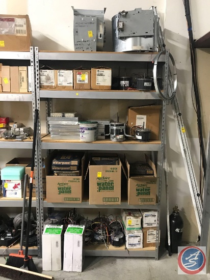 All items on shelving. Shelving not included. Fan motors, blowers, April Aire humidifier panels,