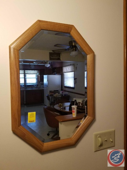 Wood framed wall mirror, Tozaj Quartz wall clock
