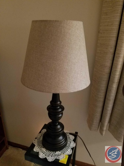 (2) black painted lamps