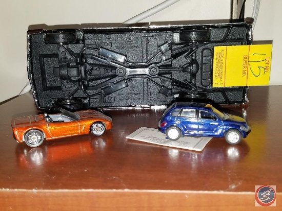 PT Cruiser model, Welly Chevy Impala convertible model, Matchbox Corvette CE convertible