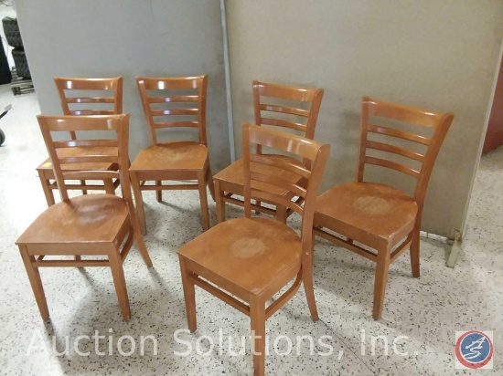 (6) blonde wood slat back chairs {{6 TIMES THE MONEY}}