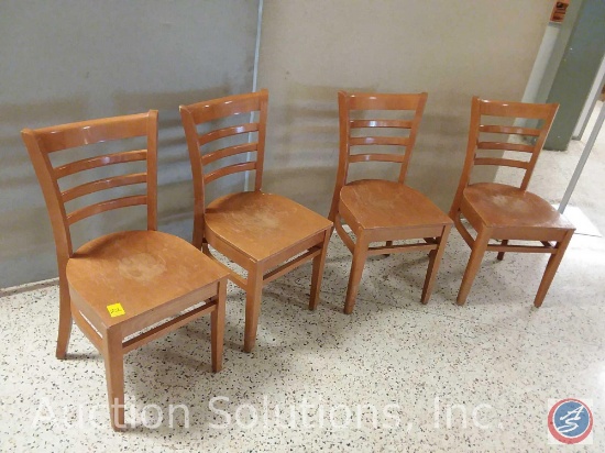 (4) blonde wood slat back chairs {{4 TIMES THE MONEY}}