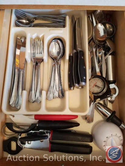 Stainless Flatware and Assorted Kitchen Utensils