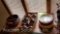 Wooden Salad Bowl w/ Wooden Salad Serving Utensils, Wood Plate and Wood Bowl, [4] Small Ceramic Pots
