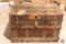 Vintage Flat-Top Steamer Trunk w/ Leather Handles and Metal Hardware