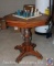 Octagon Pedestal Wood Side Table w/ Blue and White Marble Chess Set