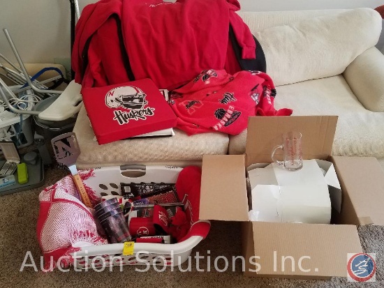 HUGE Husker Lot Containing Cups, Sportulata, Blankets, Seat Cushion, Assorted Size L and XL