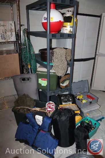 Large Lot of Fishing Gear and Outdoor Items Including: Big Bobber Floating Cooler, Eddie Bauer