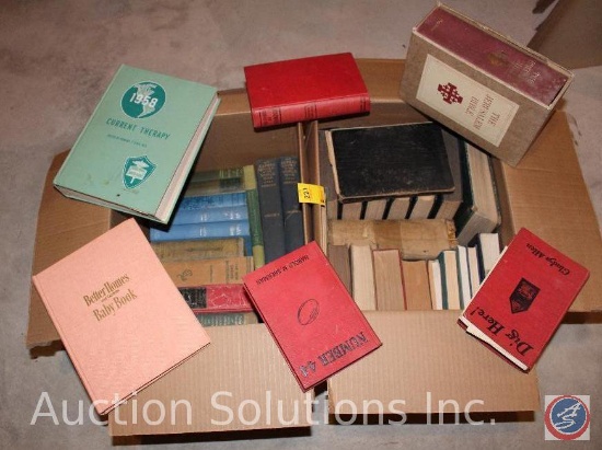 (2) Boxes Containing Medical Books, Jerusalem Bible, and More