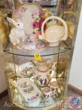 [2] Lower Shelves of Display Cabinet to Include Porcelain Decorative Dishes [1 is Broke], Ceramic