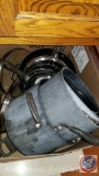 Box Containing Rachel Ray Frying Pan, Assorted Size Pots, Dutch Ovens and Lids
