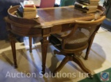 Vintage Wood Desk w/ Chair on Casters