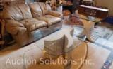 Rock Base w/ Glass Top Coffee Table, Rock Base w/ Glass Top Side Table (BOTH ARE VERY HEAVY),