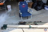 Tommy Bahama Folding Beach Chair, Assorted Fishing Rods and Case [No Reels] Including; Rhino, Zebco,