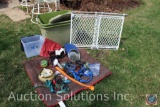 Assorted Dog Supplies Including; Leashes, Collars, Toys, Food Dishes, Nail Trimmer, Pet Gate, [2]