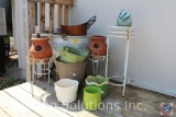 Assorted Pots and Plant Stands, Hide a Key Rock Decoration