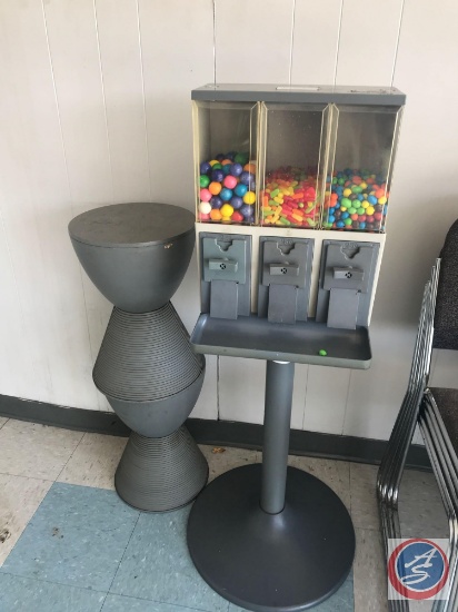 Three compartment candy machine and plant stand