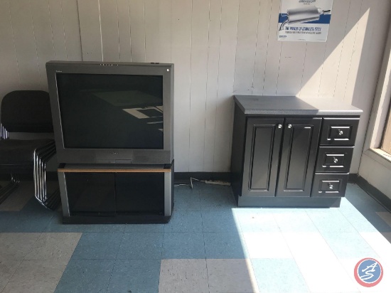 Sony Trinitron Big Screen TV with stand and storage cabinet