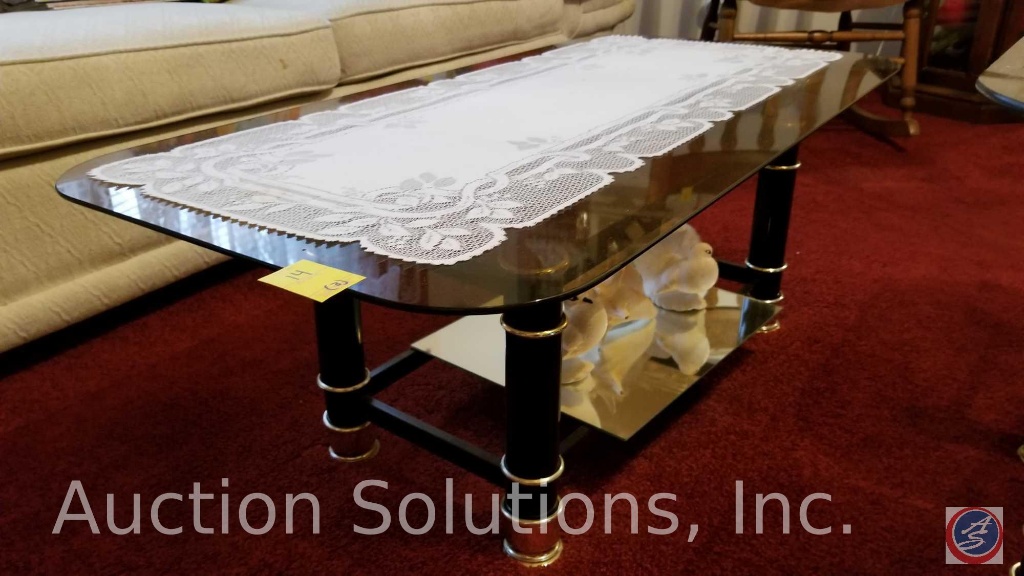 Gl Top Metal Coffee Table W 2 Matching Side Tables Gl Top Metal Coffee Table W 2 Matching Side Tables