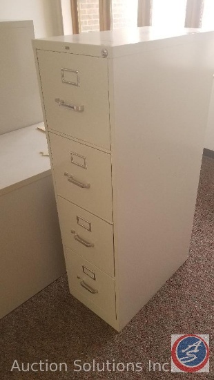 L-shaped desk, Hon Four drawer lateral file and a hon four drawer single file cabinet.