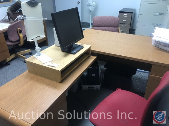 Office contents including desk, credenza, 2 lateral file cabinets, reception and office chairs an