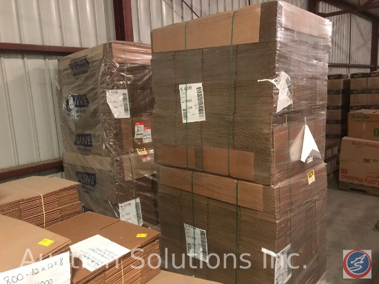 Four bundles on 2 pallets of brand new uline boxes (500) per bundle of 12 x 12 x 8 inch and 2