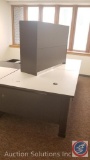 Modular desk with 6 foot section, 4 foot corner section, and 4 foot section, 2 drawer lateral file