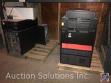 IBM mainframe components (AS400), file cabinet, and assorted desks.