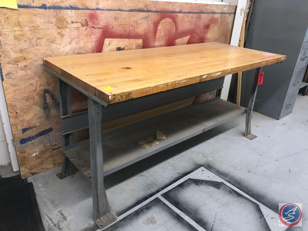 Butcher Block Work Bench With Steel Legs 30 Inches X 72 Inches By