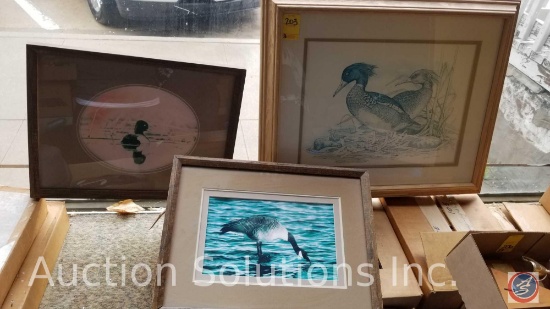 [3] framed water fowl prints