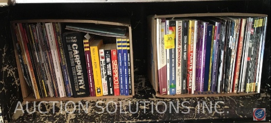 Contents of shelf to include; (2) boxes of assorted books and magazines